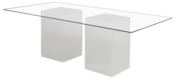 RECTANGLE TABLE CLEAR TOP  WHITE BOX BASE