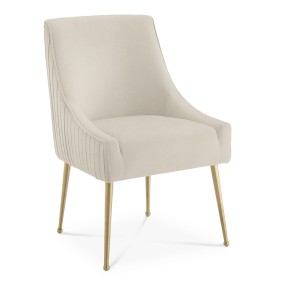 BEIGE GOLD HANDEL LINE BACK DINING CHAIR