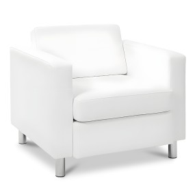 WHITE LEATHER SINGLE SOFA