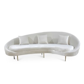 BEIGE CURVE GOLDEN LEGS  3 SEATER SOFA