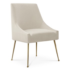 BEIGE GOLD HANDLE BACK DINING CHAIR