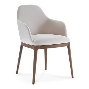 BEIGE CONTEMPORARY - WOODEN LEGS DINING CHAIR