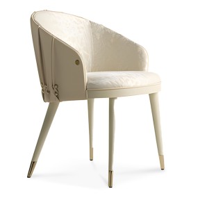 BEIGE CURVE BACK LINE DINING CHAIR
