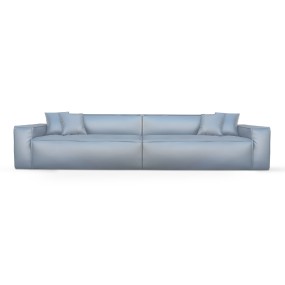 SILVER LEATHER 4 SEATER SOFA