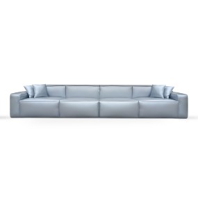 SILVER LEATHER 5 SEATER SOFA