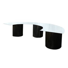 HALF MOON - TOP ROUND BLACK BASES TABLE