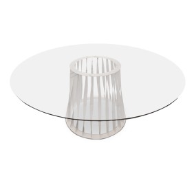 ROUND WHITE TABLE - CLEAR TOP