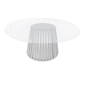 ROUND WHITE - CLEAR TOP TABLE