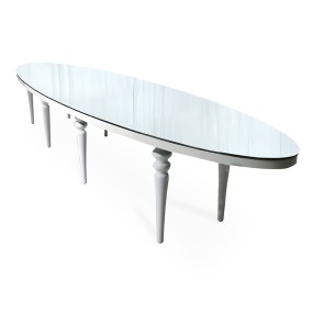 OVAL TABLE - WHITE LEGS TOP MIRROR