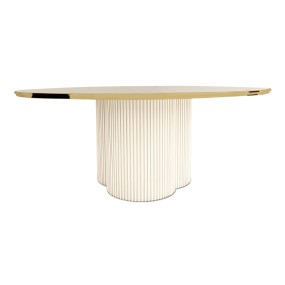 ROUND WHITE WITH GOLDEN LINE TABLE - TOP MIRROR