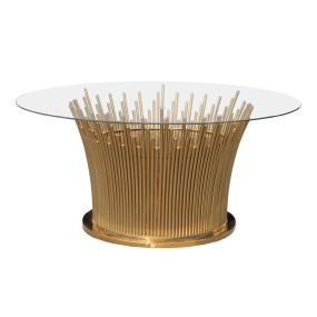 GOLDEN ROUND TABLE CLEAR TOP